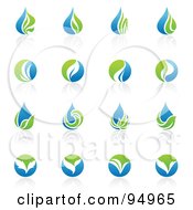 Poster, Art Print Of Digital Collage Of Blue And Green Organic And Ecology Logo Designs Or App Icons