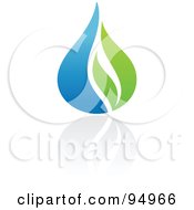 Royalty Free RF Clipart Illustration Of A Blue And Green Organic And Ecology Water Drop Logo Design Or App Icon 2