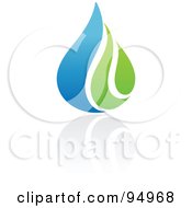 Poster, Art Print Of Blue And Green Organic And Ecology Water Drop Logo Design Or App Icon - 4