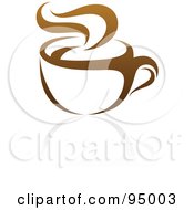 Poster, Art Print Of Brown Steamy Coffee Logo Design Or App Icon - 2