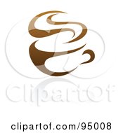 Poster, Art Print Of Brown Steamy Coffee Logo Design Or App Icon - 1
