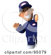 Royalty-Free (RF) Clipart Illustration of a 3d Toon Guy Auto Mechanic With A Sign Board - 3 by Julos #COLLC95079-0108