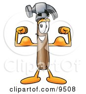 Poster, Art Print Of Hammer Mascot Cartoon Character Flexing His Arm Muscles