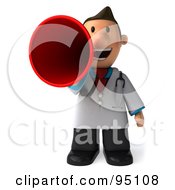 Royalty Free RF Clipart Illustration Of A 3d Toon Guy Doctor Making An Announcement 1