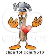 Hammer Mascot Cartoon Character With His Heart Beating Out Of His Chest