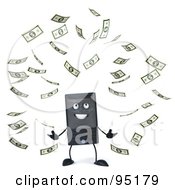 Royalty Free RF Clipart Illustration Of A 3d Computer Tower Character Surrounded By Banknotes 1
