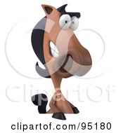 Royalty Free RF Clipart Illustration Of A 3d Charlie Horse Character With A Blank Sign 1 by Julos