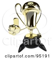 3d Gold Trophy Character Holding A Thumb Up - 2