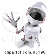 Royalty Free RF Clipart Illustration Of A 3d Female Techno Robot Looking Up And Waving