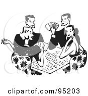 Poster, Art Print Of Black And White Group Of Retro Adults Playing Poker