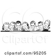 Royalty Free RF Clipart Illustration Of A Border Of Retro Men And Women In Black And White by BestVector