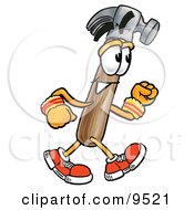 Clipart Picture Of A Hammer Mascot Cartoon Character Speed Walking Or Jogging by Toons4Biz