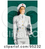 Royalty Free RF Clipart Illustration Of A Formal Nurse In A White Suit by mayawizard101