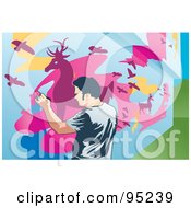 Royalty Free RF Clipart Illustration Of A Mural Painter 2 by mayawizard101