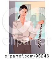 Corporate Business Woman Holding A Tie