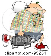 Poster, Art Print Of Middle Aged Caucasian Man Carrying A Portable Gas Bbq