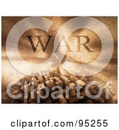 Royalty Free RF Clipart Illustration Of The Word War Over A Grungy 3d Rendered Overpopulated Planet
