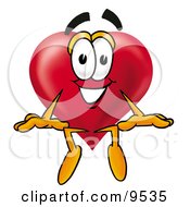 Love Heart Mascot Cartoon Character Sitting