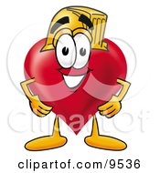 Love Heart Mascot Cartoon Character Wearing A Helmet