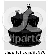 Royalty Free RF Clipart Illustration Of A Woman In A Graveyard Atop A Black Cake by Randomway