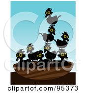 Royalty Free RF Clipart Illustration Of A Pile Of Crow Chicks In A Nest