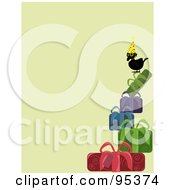 Royalty Free RF Clipart Illustration Of A Black Over The Hill Crow Wearing A Party Hat And Standing On A Pile Of Gifts