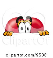 Love Heart Mascot Cartoon Character Peeking Over A Surface