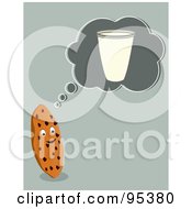 Poster, Art Print Of Chocolate Chip Cookie Thinking Of A Glass Of Milk