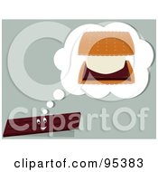 Royalty Free RF Clipart Illustration Of A Chocolate Bar Thinking Of Smores by Randomway