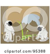 Royalty Free RF Clipart Illustration Of Two Astronauts Discovering Life On An Alien Planet by Randomway