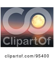 Royalty Free RF Clipart Illustration Of A 3d Moon Above A Dark Waterscape