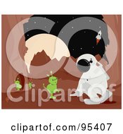 Royalty Free RF Clipart Illustration Of An Astronaut Discovering Beings On An Alien Planet