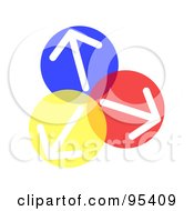 Royalty Free RF Clipart Illustration Of Yellow Blue And Red Arrow Circles Pointing In Different Directions