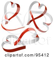 Poster, Art Print Of Digital Collage Of Paper Ribbon Heart Designs - 2