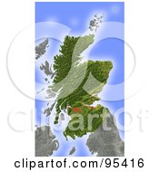 Poster, Art Print Of Shaded Relief Map Of Scotland