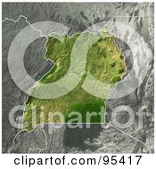 Poster, Art Print Of Shaded Relief Map Of Uganda