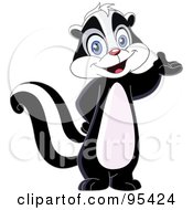 Royalty Free RF Clipart Illustration Of A Cute Skunk Standing On His Hind Legs And Presenting