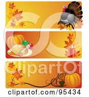 Poster, Art Print Of Digital Collage Of Turkey Feast And Pumpkin Thanksgiving Website Header Banners