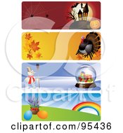 Digital Collage Of Halloween Thanksgiving Christmas And Easter Website Header Banners