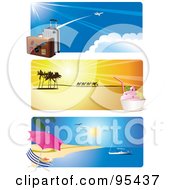 Digital Collage Of Airport Desert Ice Cream And Tropical Beach Travel Website Header Banners