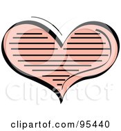 Royalty Free RF Clipart Illustration Of A Lined Pink Heart Design by Andy Nortnik