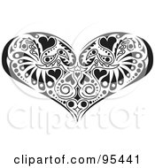 Poster, Art Print Of Black And White Victorian Heart Design