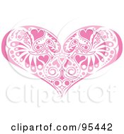 Poster, Art Print Of Pink Victorian Heart Design