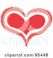 Poster, Art Print Of Red Heart Outline Design - 3