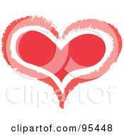 Royalty Free RF Clipart Illustration Of A Red Heart Outline Design 3 by Andy Nortnik
