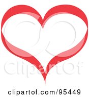 Poster, Art Print Of Red Heart Outline Design - 1