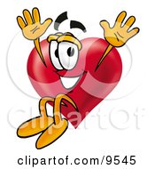 Love Heart Mascot Cartoon Character Jumping