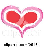 Poster, Art Print Of Pink Outline Around A Red Heart