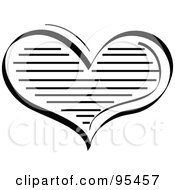 Royalty Free RF Clipart Illustration Of A Lined Black Heart Design