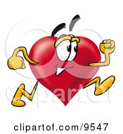 Love Heart Mascot Cartoon Character Running